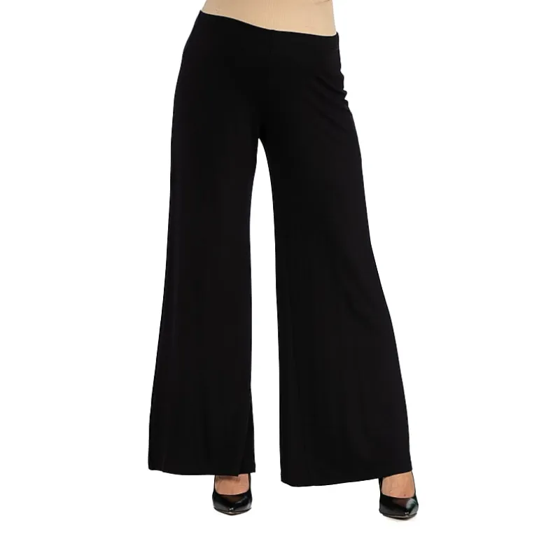 24/7 Comfort Apparel Comfortable Solid Color Palazzo Pant
