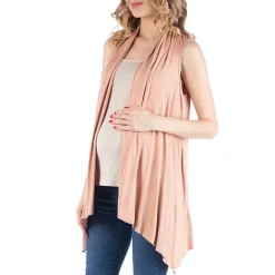 24/7 Comfort Apparel Draped Open Front Sleeveless Cardigan