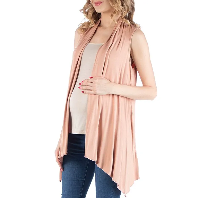 24/7 Comfort Apparel Draped Open Front Sleeveless Cardigan