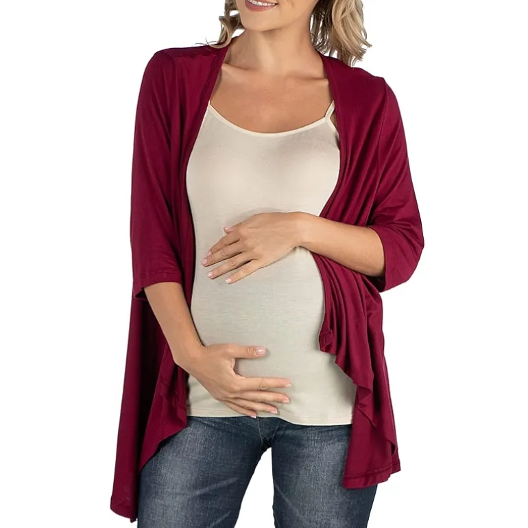24/7 Comfort Apparel Elbow Length Sleeve Open Cardigan