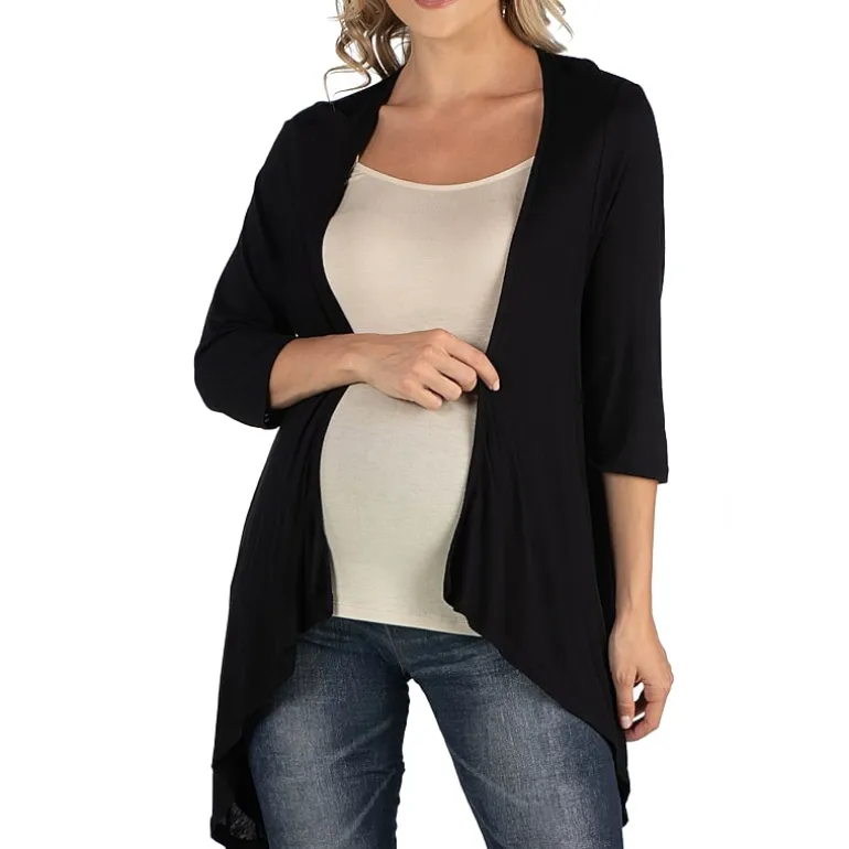 24/7 Comfort Apparel Elbow Length Sleeve Open Cardigan