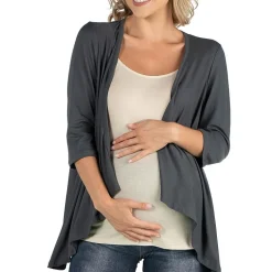 24/7 Comfort Apparel Elbow Length Sleeve Open Cardigan