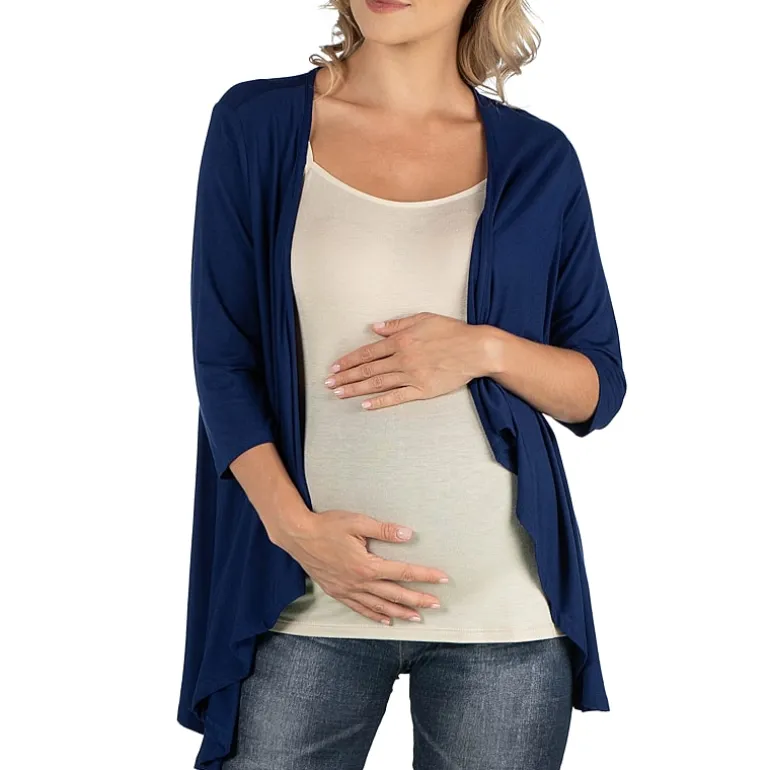 24/7 Comfort Apparel Elbow Length Sleeve Open Cardigan