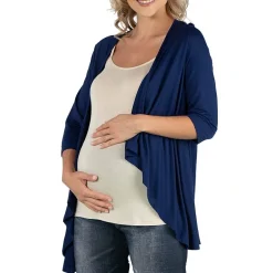 24/7 Comfort Apparel Elbow Length Sleeve Open Cardigan