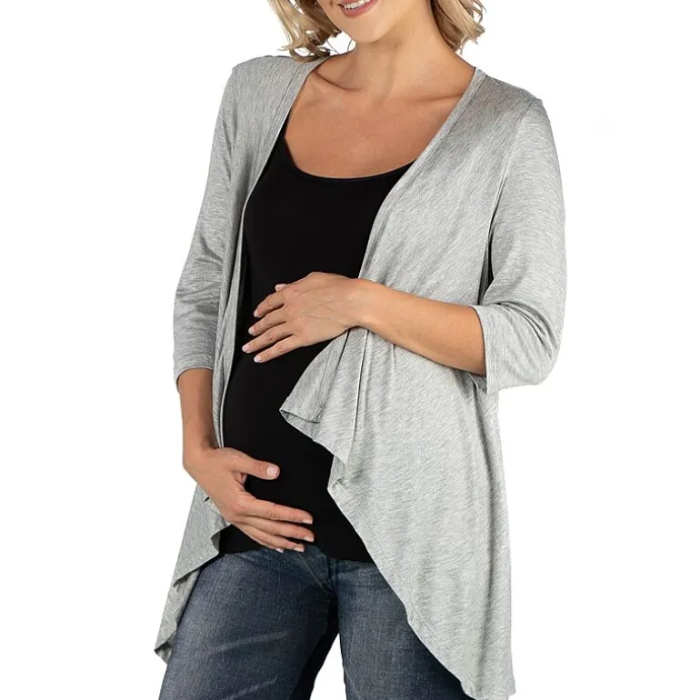 24/7 Comfort Apparel Elbow Length Sleeve Open Cardigan