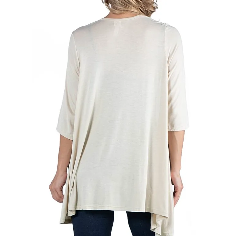 24/7 Comfort Apparel Elbow Length Sleeve Open Cardigan
