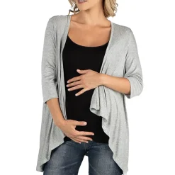 24/7 Comfort Apparel Elbow Length Sleeve Open Cardigan
