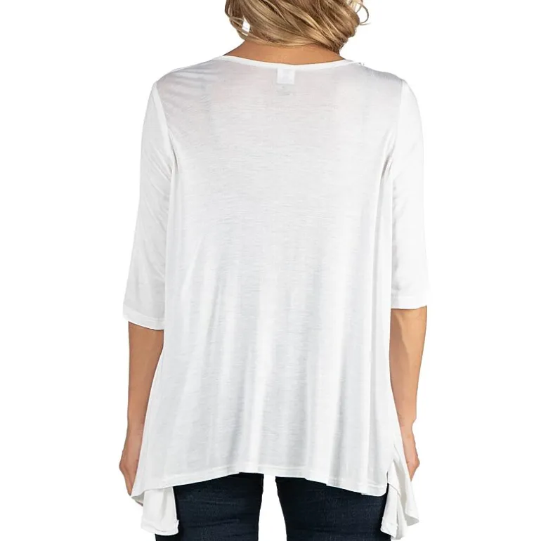 24/7 Comfort Apparel Elbow Length Sleeve Open Cardigan