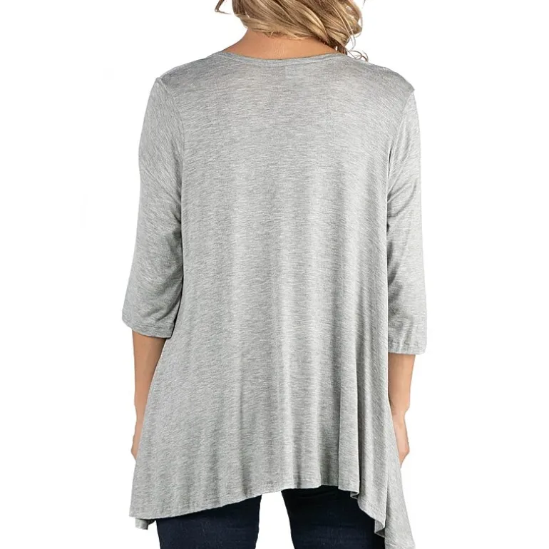 24/7 Comfort Apparel Elbow Length Sleeve Open Cardigan
