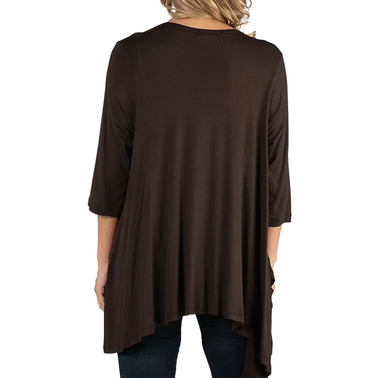 24/7 Comfort Apparel Elbow Length Sleeve Open Cardigan