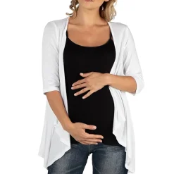 24/7 Comfort Apparel Elbow Length Sleeve Open Cardigan
