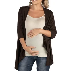 24/7 Comfort Apparel Elbow Length Sleeve Open Cardigan