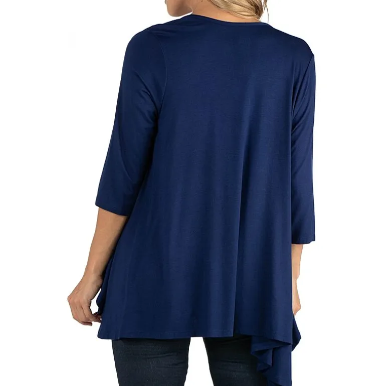 24/7 Comfort Apparel Elbow Length Sleeve Open Cardigan