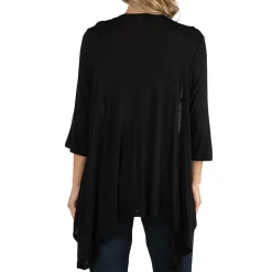24/7 Comfort Apparel Elbow Length Sleeve Open Cardigan