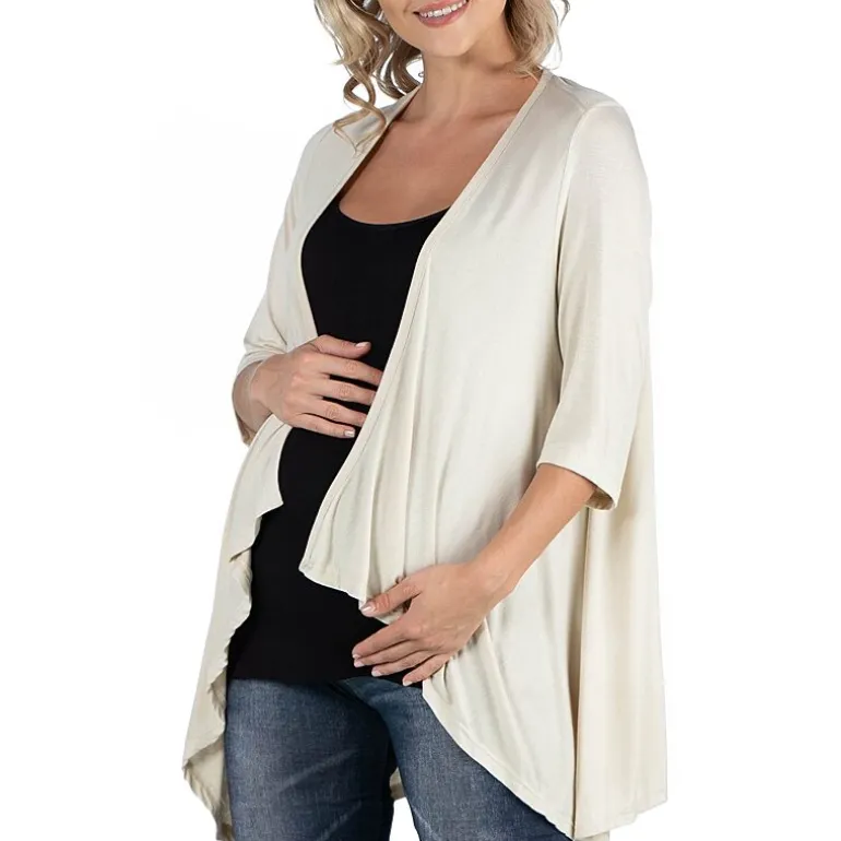 24/7 Comfort Apparel Elbow Length Sleeve Open Cardigan