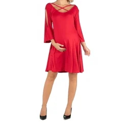 24/7 Comfort Apparel Knee Cold Shoulder Dress