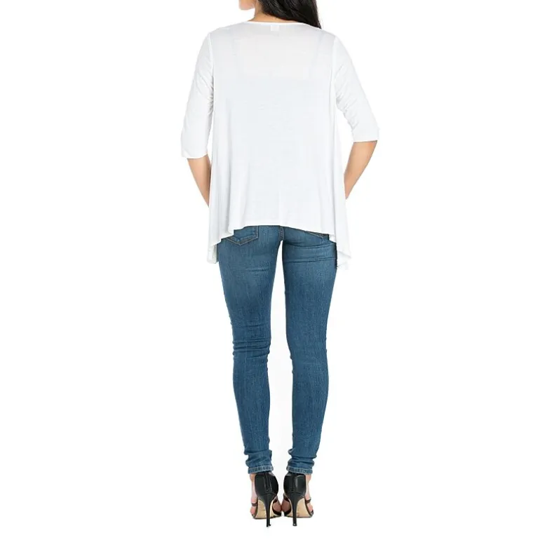 24/7 Comfort Apparel 3/4 Length Sleeve Open Cardigan