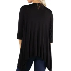 24/7 Comfort Apparel 3/4 Length Sleeve Open Cardigan