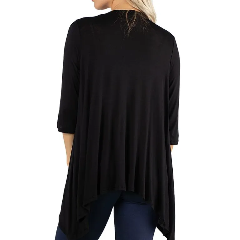 24/7 Comfort Apparel 3/4 Length Sleeve Open Cardigan