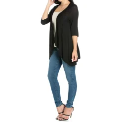 24/7 Comfort Apparel 3/4 Length Sleeve Open Cardigan