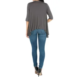 24/7 Comfort Apparel 3/4 Length Sleeve Open Cardigan