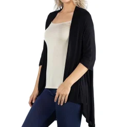 24/7 Comfort Apparel 3/4 Length Sleeve Open Cardigan
