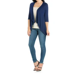 24/7 Comfort Apparel 3/4 Length Sleeve Open Cardigan