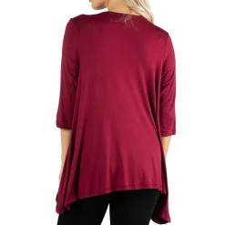 24/7 Comfort Apparel 3/4 Length Sleeve Open Cardigan
