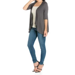 24/7 Comfort Apparel 3/4 Length Sleeve Open Cardigan