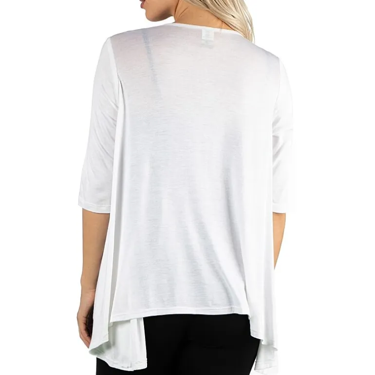 24/7 Comfort Apparel 3/4 Length Sleeve Open Cardigan