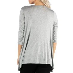 24/7 Comfort Apparel 3/4 Length Sleeve Open Cardigan