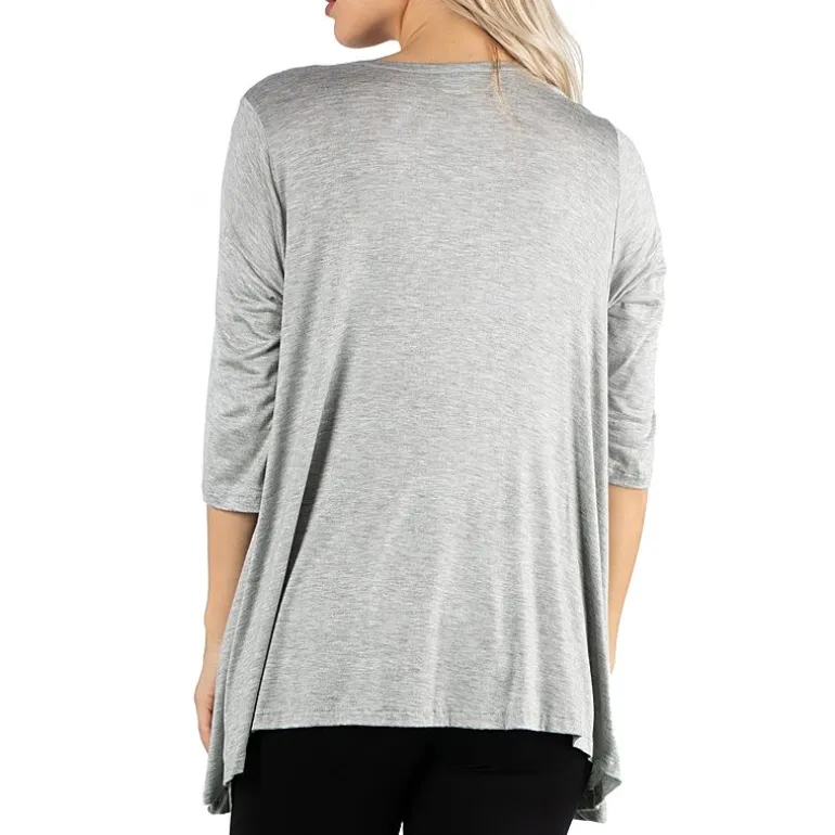 24/7 Comfort Apparel 3/4 Length Sleeve Open Cardigan