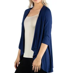 24/7 Comfort Apparel 3/4 Length Sleeve Open Cardigan