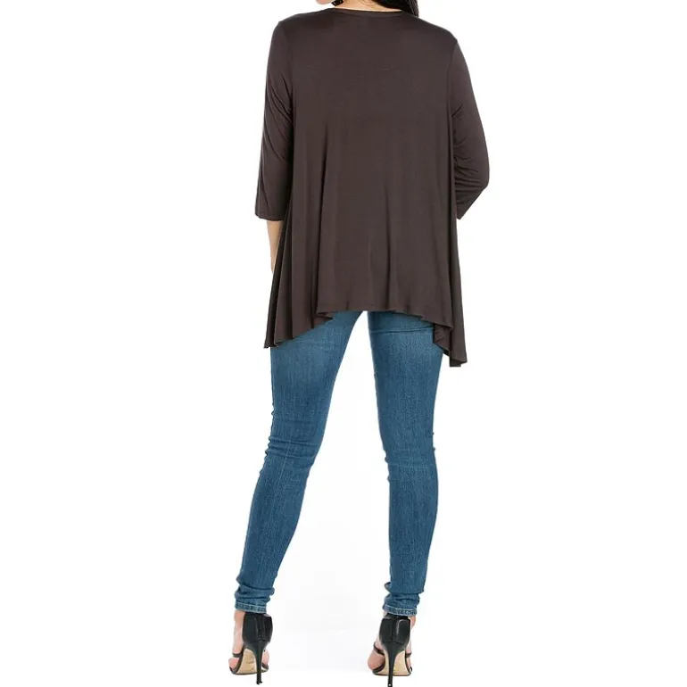 24/7 Comfort Apparel 3/4 Length Sleeve Open Cardigan