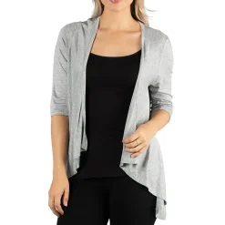24/7 Comfort Apparel 3/4 Length Sleeve Open Cardigan