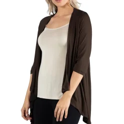24/7 Comfort Apparel 3/4 Length Sleeve Open Cardigan