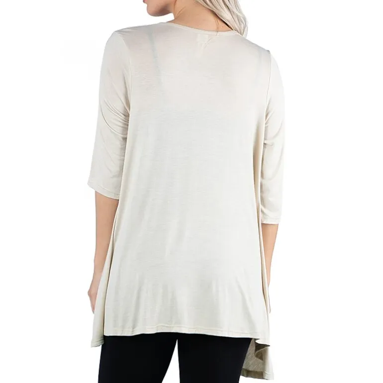 24/7 Comfort Apparel 3/4 Length Sleeve Open Cardigan