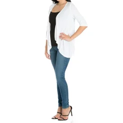 24/7 Comfort Apparel 3/4 Length Sleeve Open Cardigan