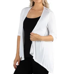 24/7 Comfort Apparel 3/4 Length Sleeve Open Cardigan