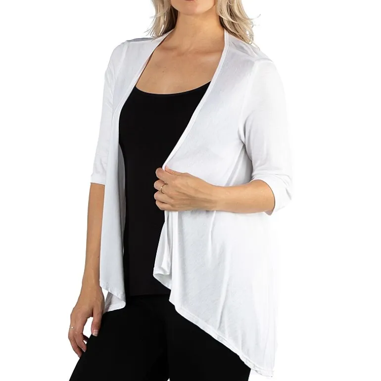 24/7 Comfort Apparel 3/4 Length Sleeve Open Cardigan