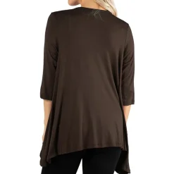 24/7 Comfort Apparel 3/4 Length Sleeve Open Cardigan