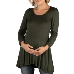24/7 Comfort Apparel Long Sleeve Solid Swing Flare Tunic Top