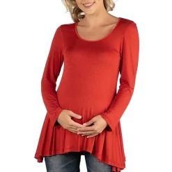 24/7 Comfort Apparel Long Sleeve Solid Swing Flare Tunic Top
