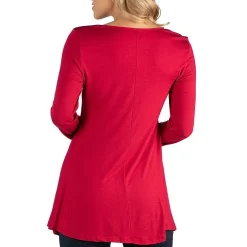24/7 Comfort Apparel Long Sleeve Solid Swing Flare Tunic Top