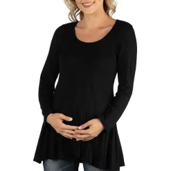 24/7 Comfort Apparel Long Sleeve Solid Swing Flare Tunic Top