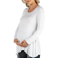 24/7 Comfort Apparel Long Sleeve Solid Swing Flare Tunic Top