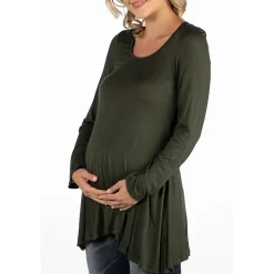 24/7 Comfort Apparel Long Sleeve Solid Swing Flare Tunic Top