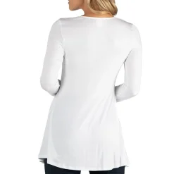 24/7 Comfort Apparel Long Sleeve Solid Swing Flare Tunic Top