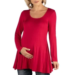 24/7 Comfort Apparel Long Sleeve Solid Swing Flare Tunic Top