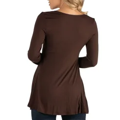 24/7 Comfort Apparel Long Sleeve Solid Swing Flare Tunic Top